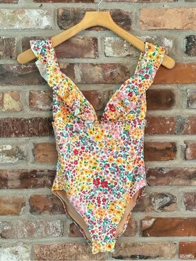 J Crew floral one piece bathing suit XS